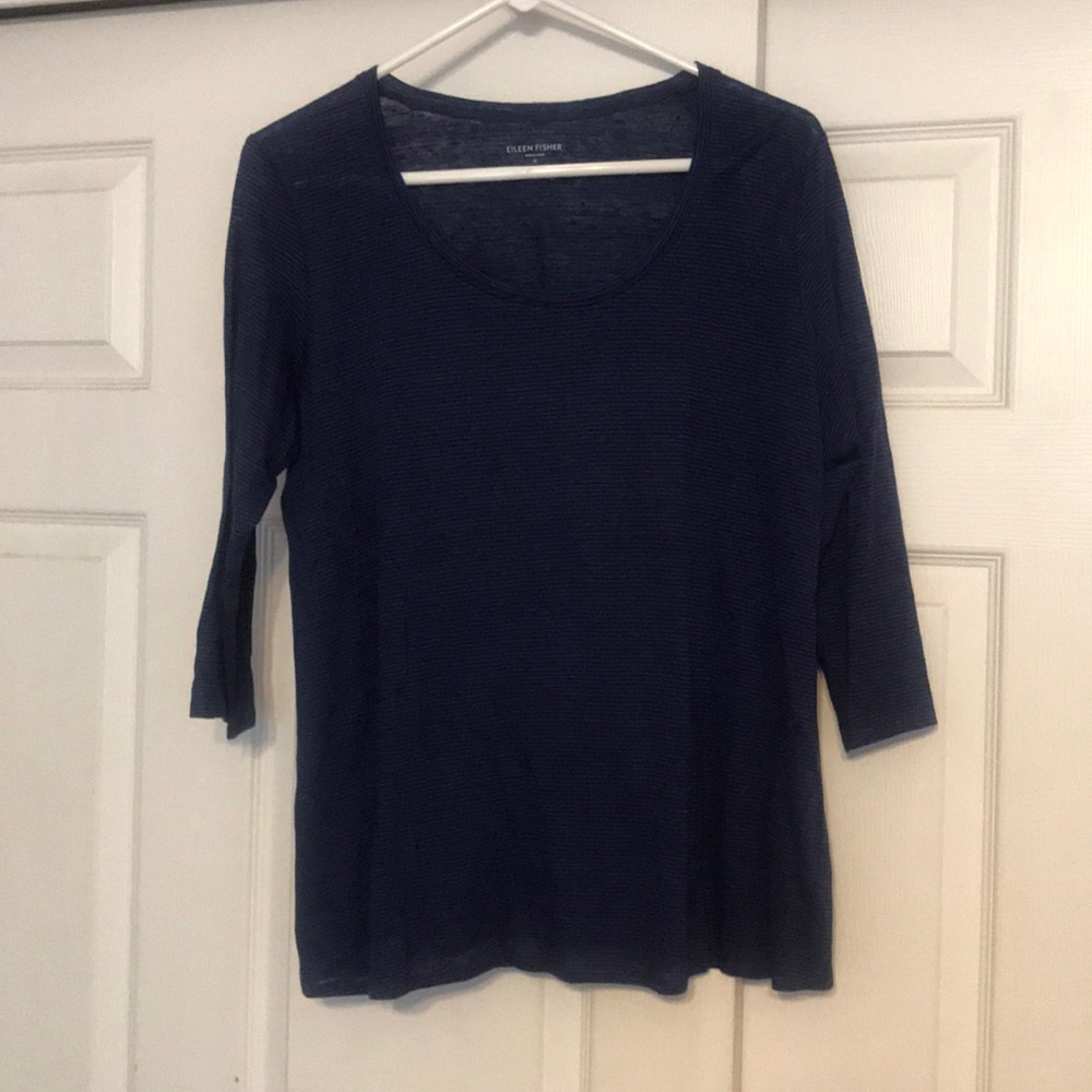 Eileen Fisher 3/4 sleeve striped shirt